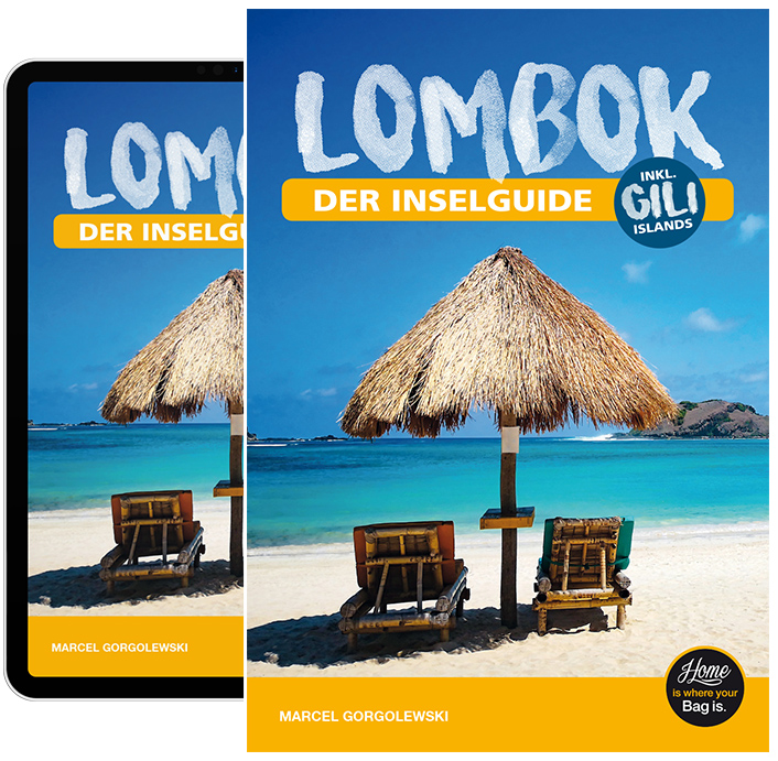 Lombok Inselguide als Buch und eBook auf dem Cover-Mockup